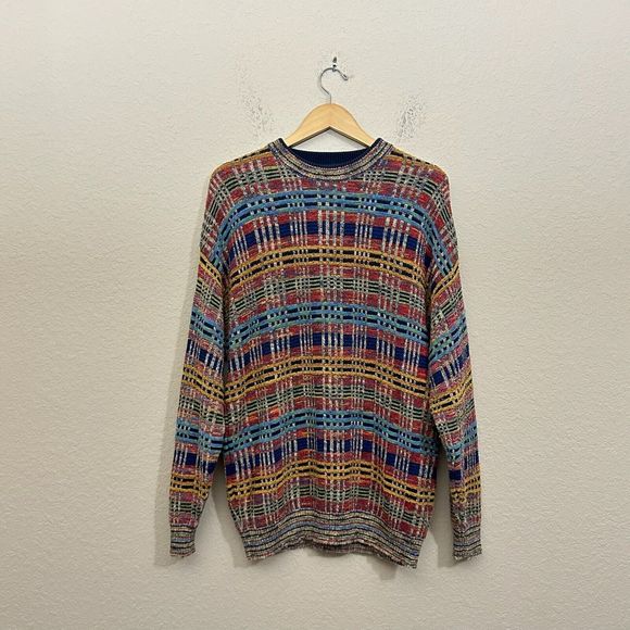 Fiume Other - VINTAGE FIUME Long Slevee Multicolor Plaid Knit Pullover Sweater